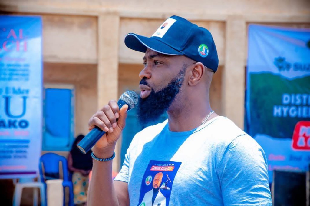 Audu Maikori speaking at a grassroots community event